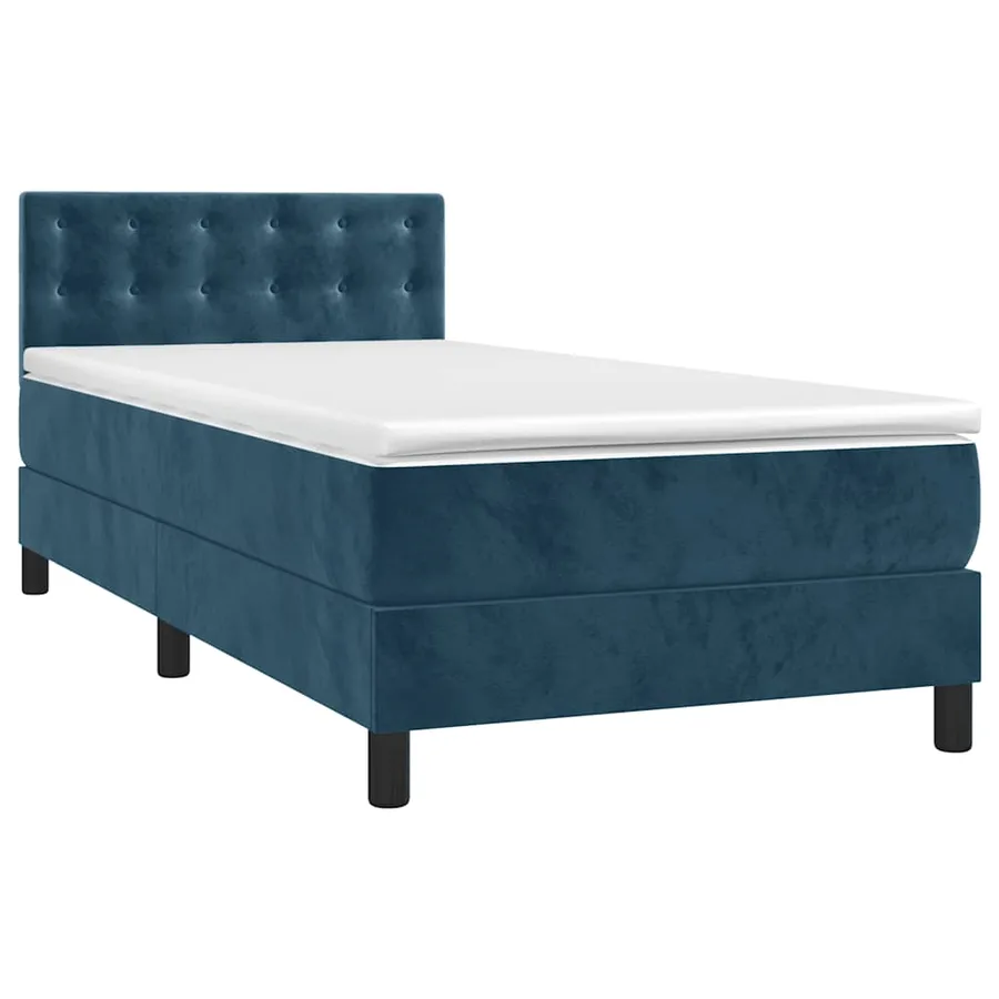 Sommier à lattes de lit avec matelas et LED Bleu foncé 90x190cm - 3