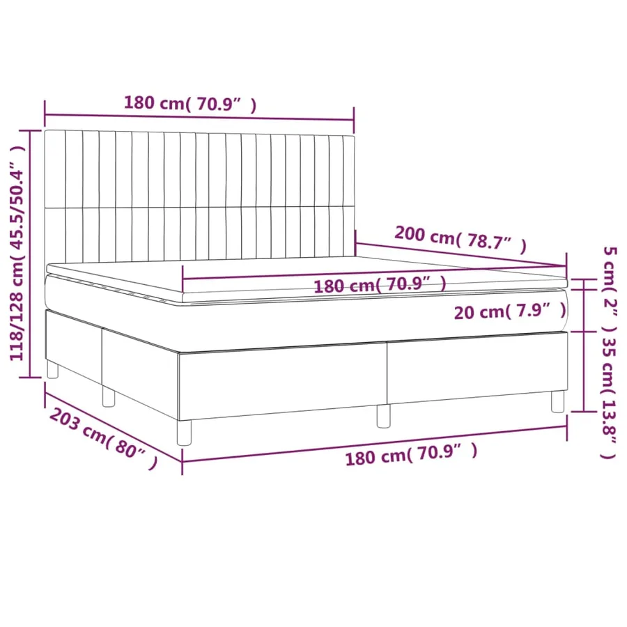 Sommier à lattes de lit matelas et LED Rose 180x200 cm Velours - 8
