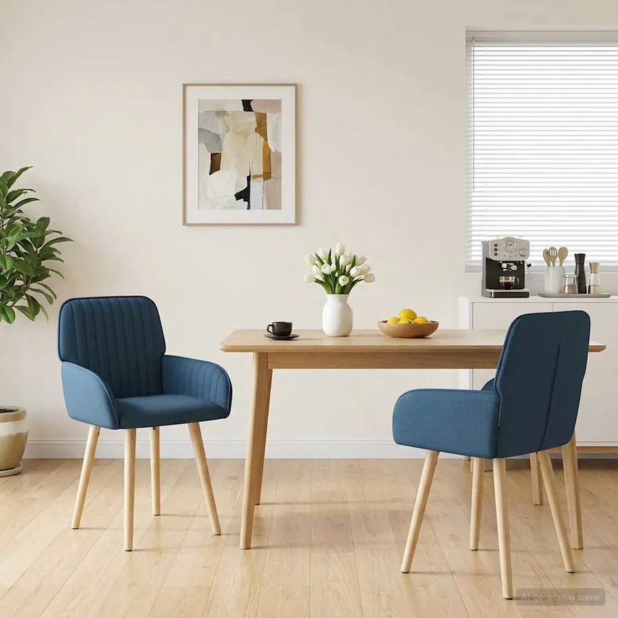 Chaises de salle à manger 2 pcs Tissu Bleu 56,5 x 50 x 87,5 cm