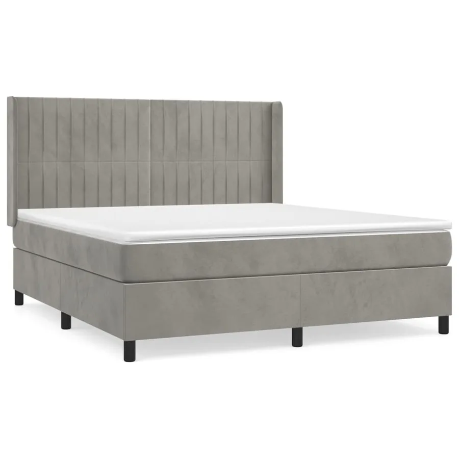Sommier à lattes de lit et matelas Gris clair 160x200cm Velours - 2