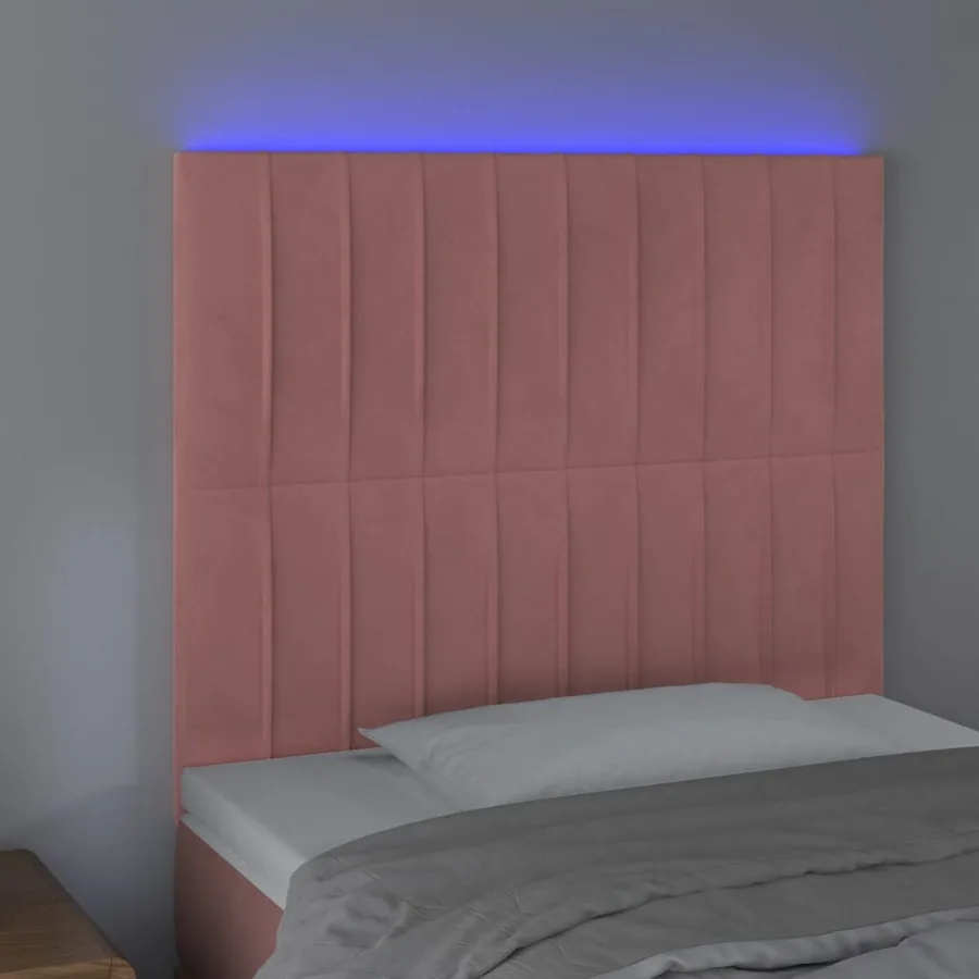 Tête de lit à LED Rose 90x5x118/128 cm Velours - 3