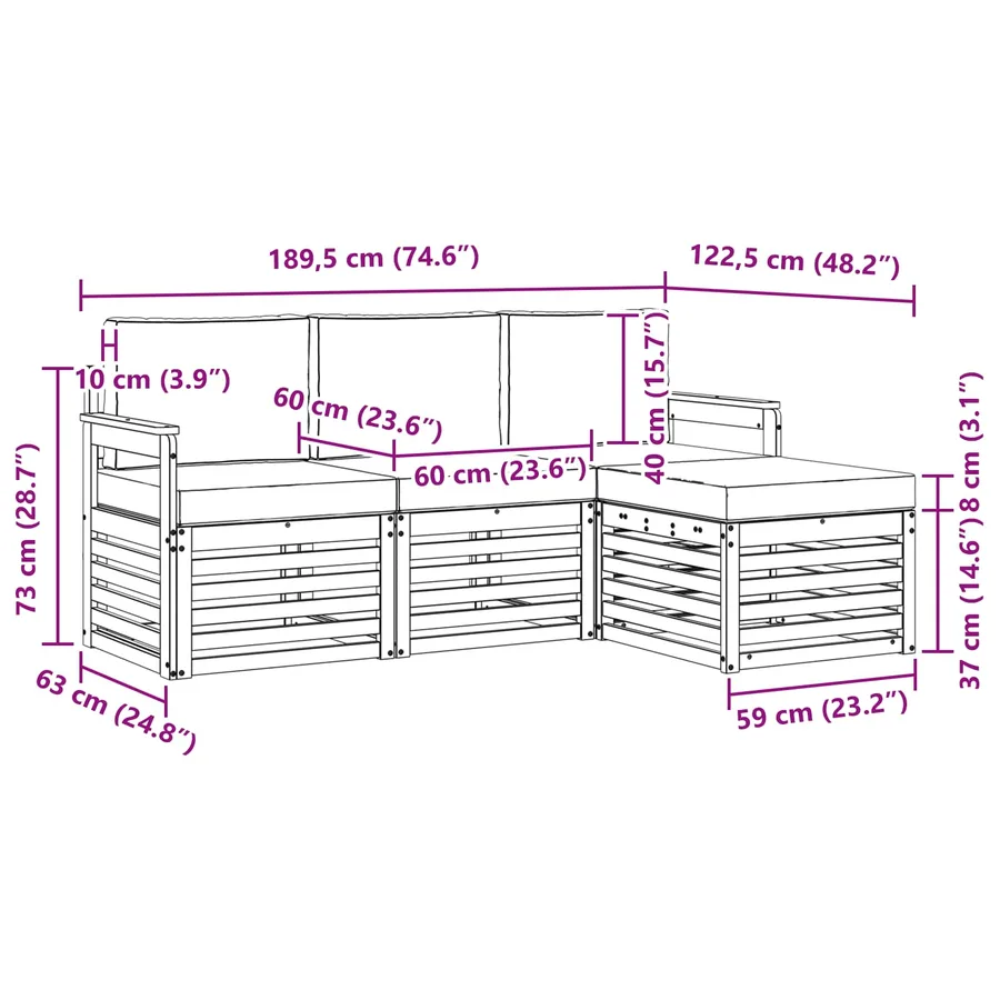Ensemble de canapés d'extérieur 4 pcs Blanc et Beige - 6