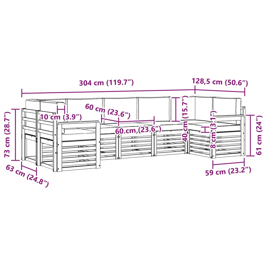 Ensemble de canapés d'extérieur 6 pcs Blanc et Beige - 7