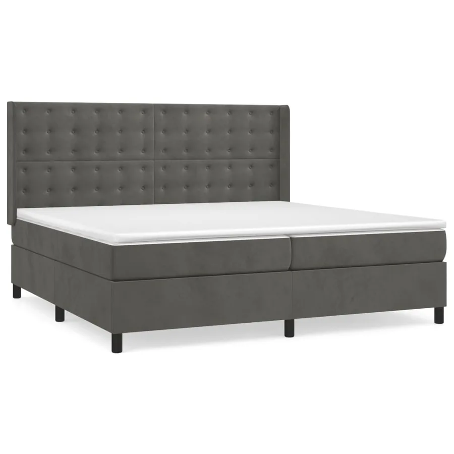 Sommier à lattes de lit et matelas Gris foncé 200x200cm Velours - 2