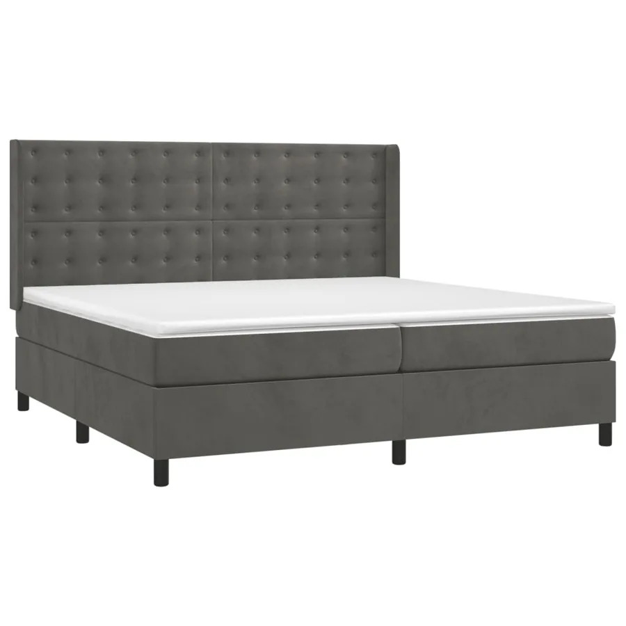 Sommier à lattes de lit et matelas Gris foncé 200x200cm Velours - 3