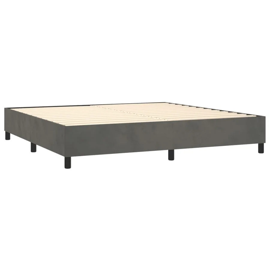 Sommier à lattes de lit et matelas Gris foncé 200x200cm Velours - 4