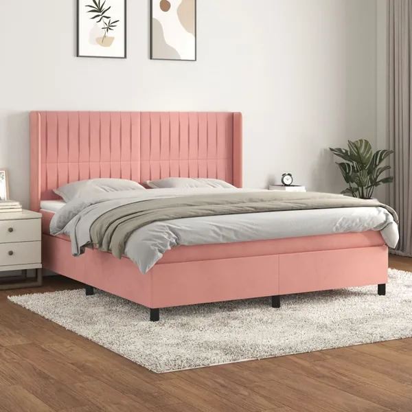Sommier à lattes de lit avec matelas Rose 180x200 cm Velours