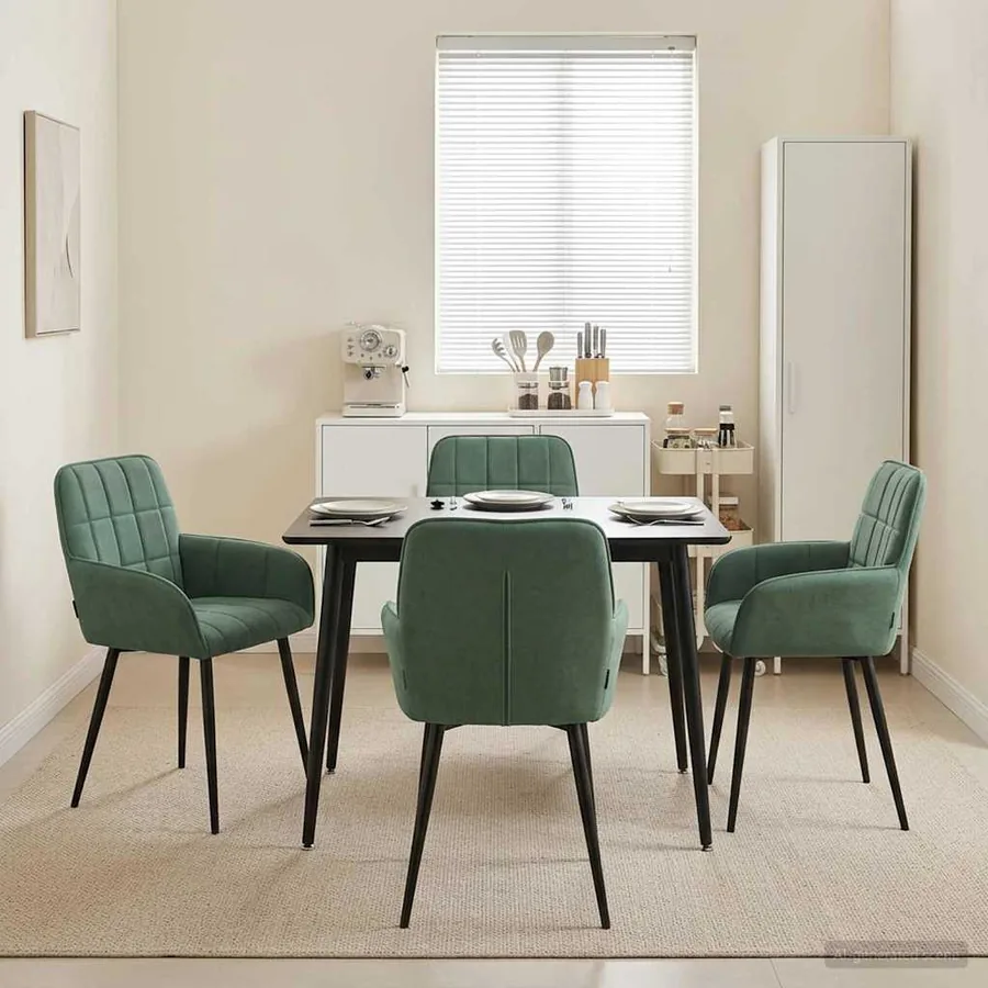 Chaises de salle à manger 4 pcs Velours Vert Mer