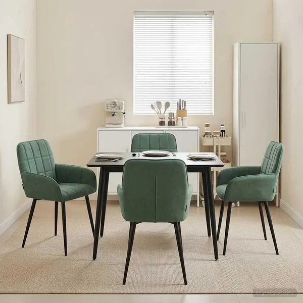 Chaises de salle à manger 4 pcs Velours Vert Mer