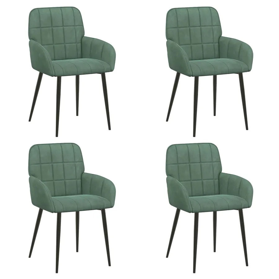 Chaises de salle à manger 4 pcs Velours Vert Mer - 2