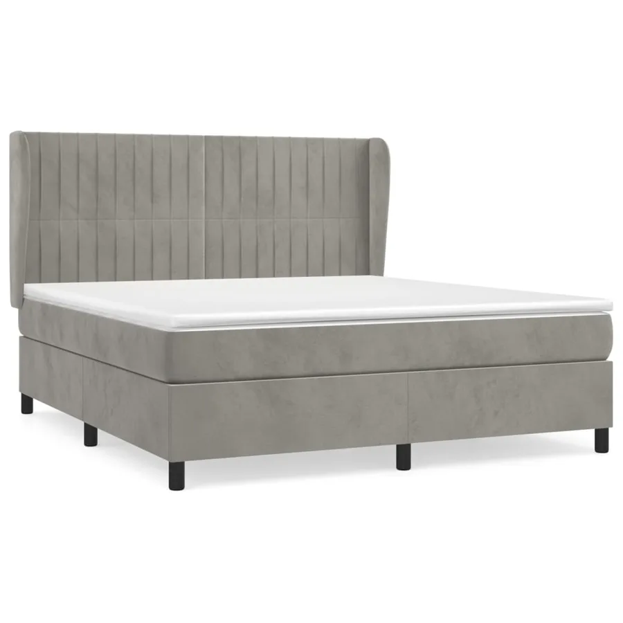 Sommier à lattes de lit et matelas Gris clair 160x200cm Velours - 2