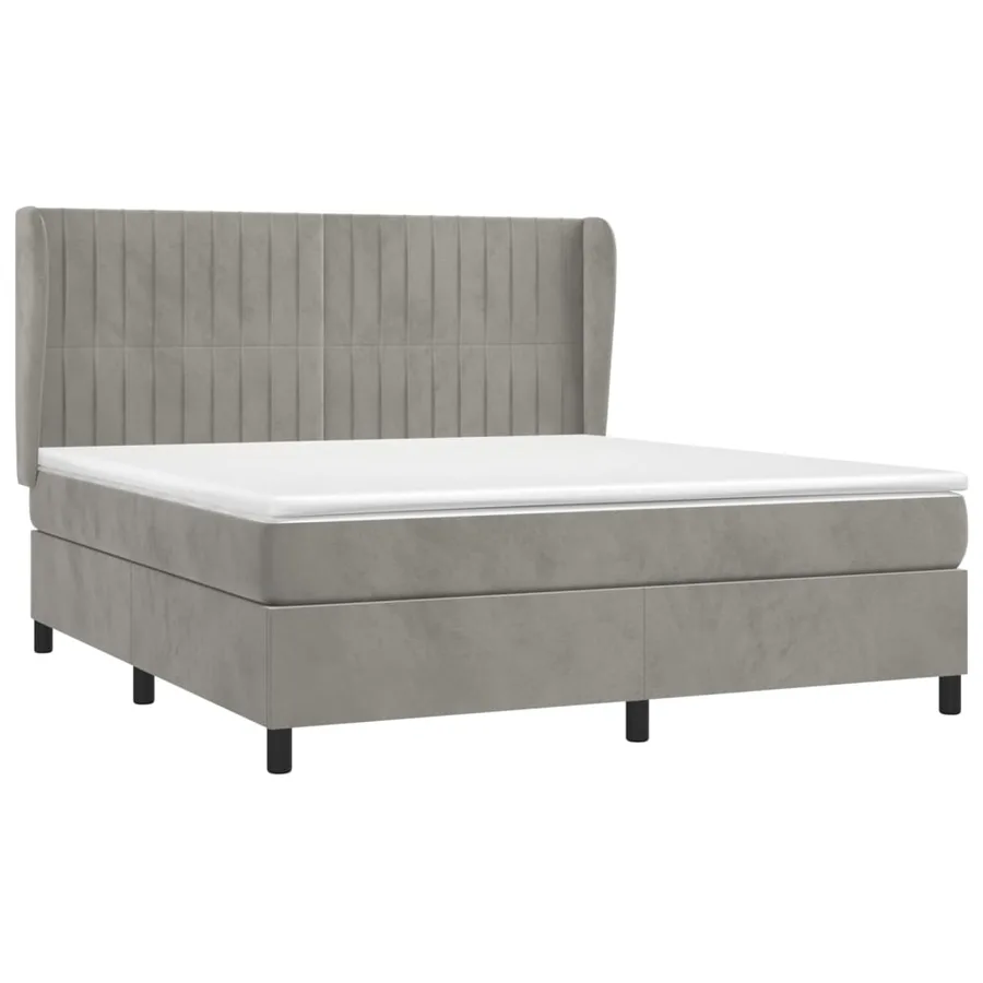 Sommier à lattes de lit et matelas Gris clair 160x200cm Velours - 3
