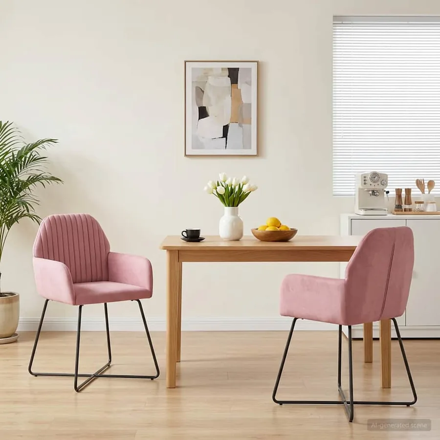 Chaises de salle à manger 2 pcs Velours Rose 55 x 50 x 84 cm