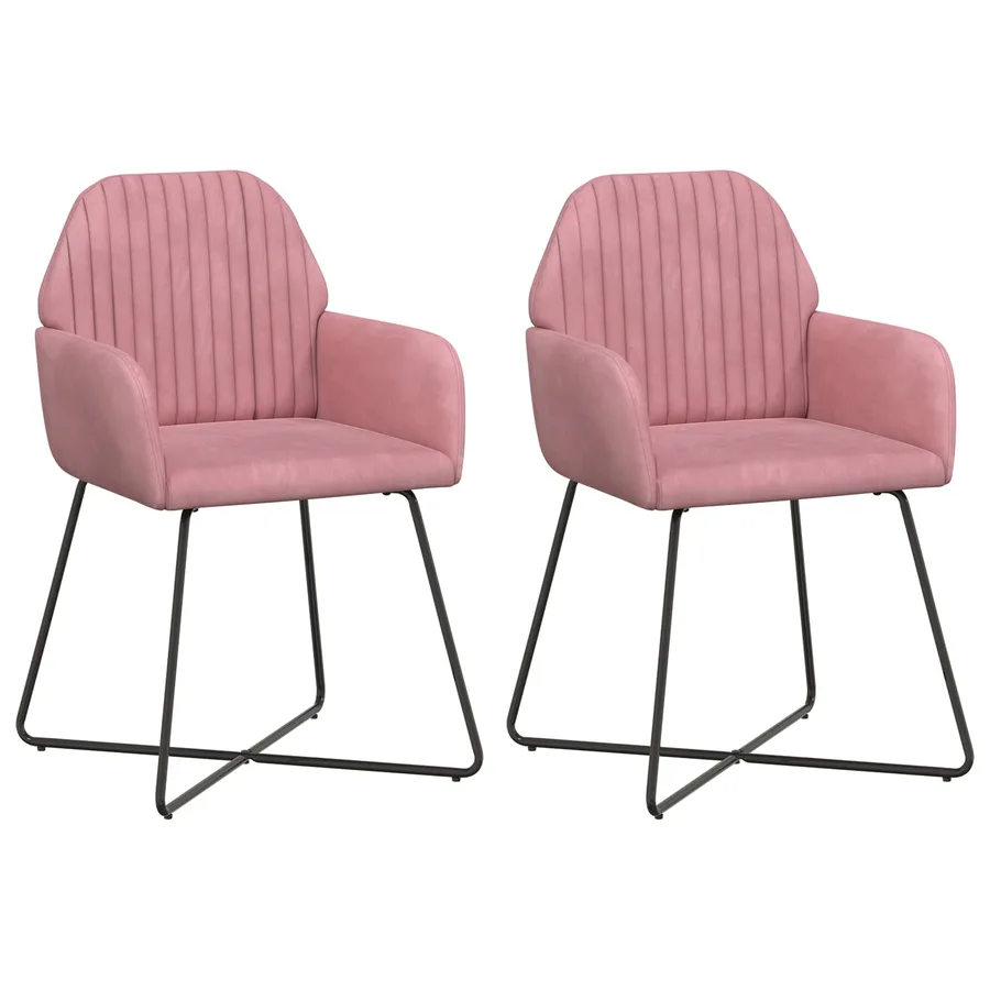 Chaises de salle à manger 2 pcs Velours Rose 55 x 50 x 84 cm - 2