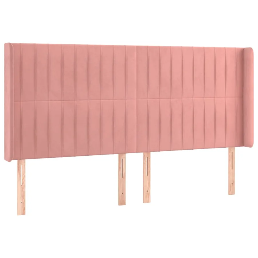 Tête de lit avec oreilles Rose 183x16x118/128 cm Velours - 2