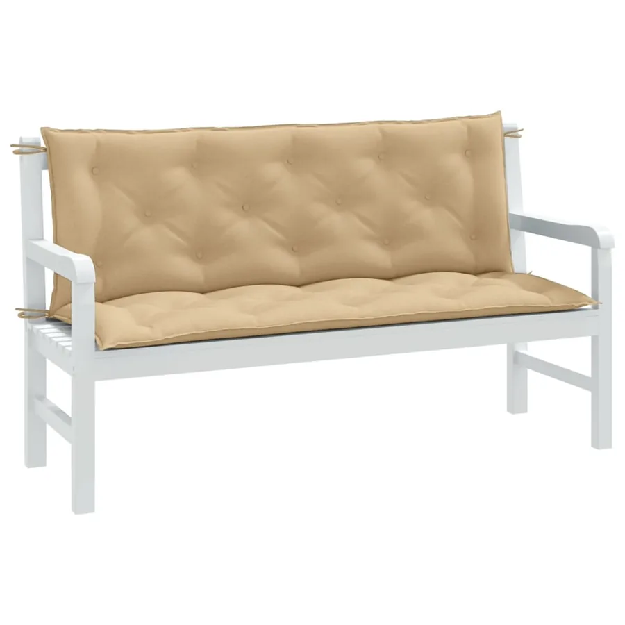 Coussins de banc de jardin lot de 2 beige mélangé tissu