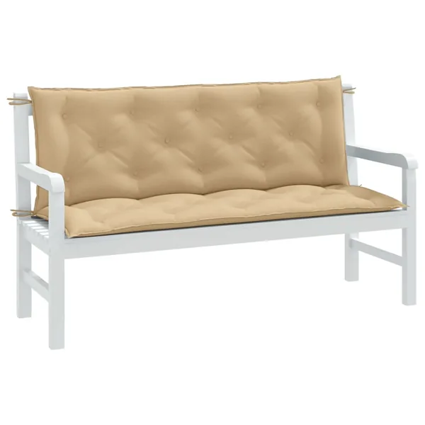 Coussins de banc de jardin lot de 2 beige mélangé tissu