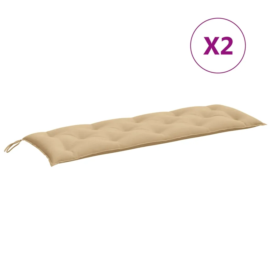 Coussins de banc de jardin lot de 2 beige mélangé tissu - 4