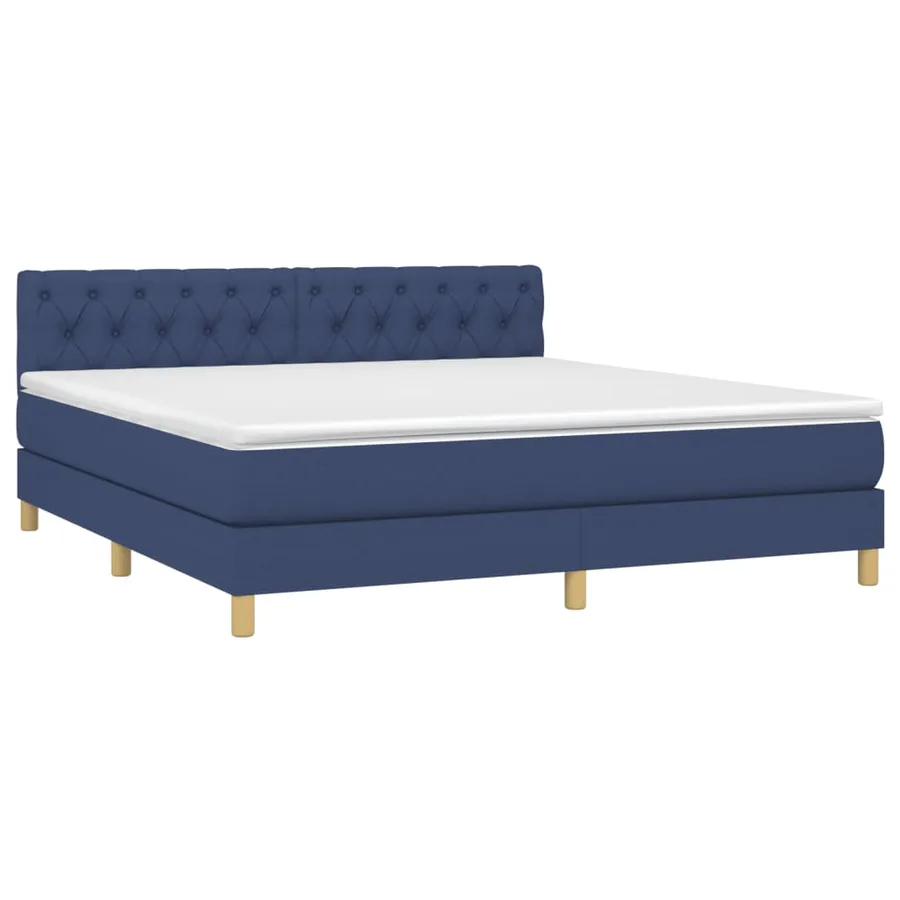 Sommier à lattes de lit avec matelas LED Bleu 160x200 cm Tissu - 4