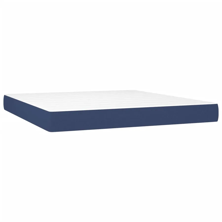 Sommier à lattes de lit avec matelas LED Bleu 160x200 cm Tissu - 7