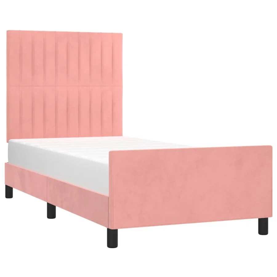 Cadre de lit sans matelas rose 90x200 cm velours - 3