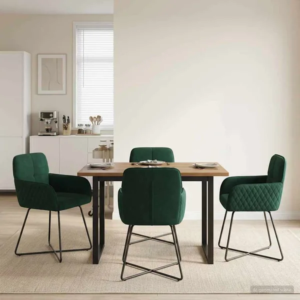 Chaises de salle à manger 4 pcs Velours Vert foncé