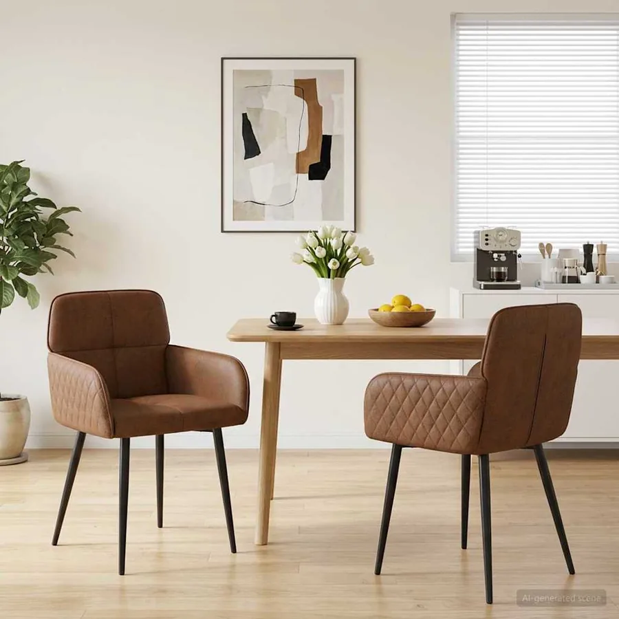 Chaises de salle à manger 2 pcs Simili daim Marron
