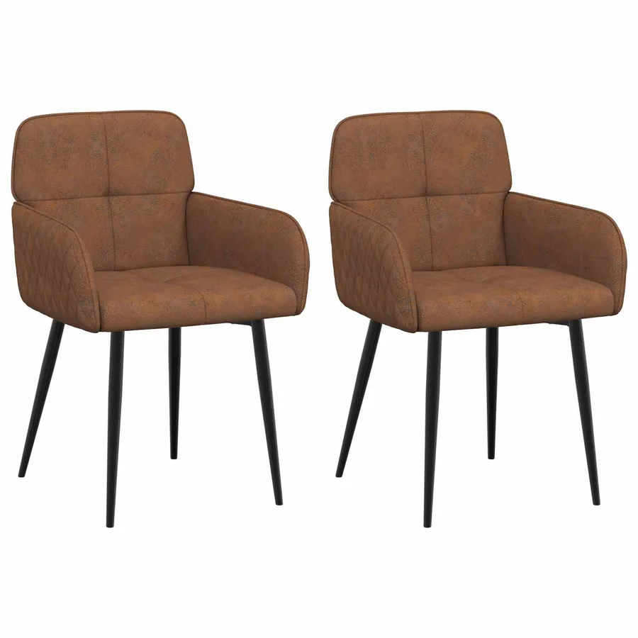 Chaises de salle à manger 2 pcs Simili daim Marron - 2