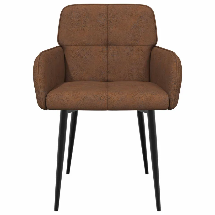 Chaises de salle à manger 2 pcs Simili daim Marron - 3