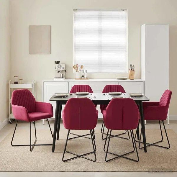 Chaises de salle à manger 4 pcs Velours Bordeaux