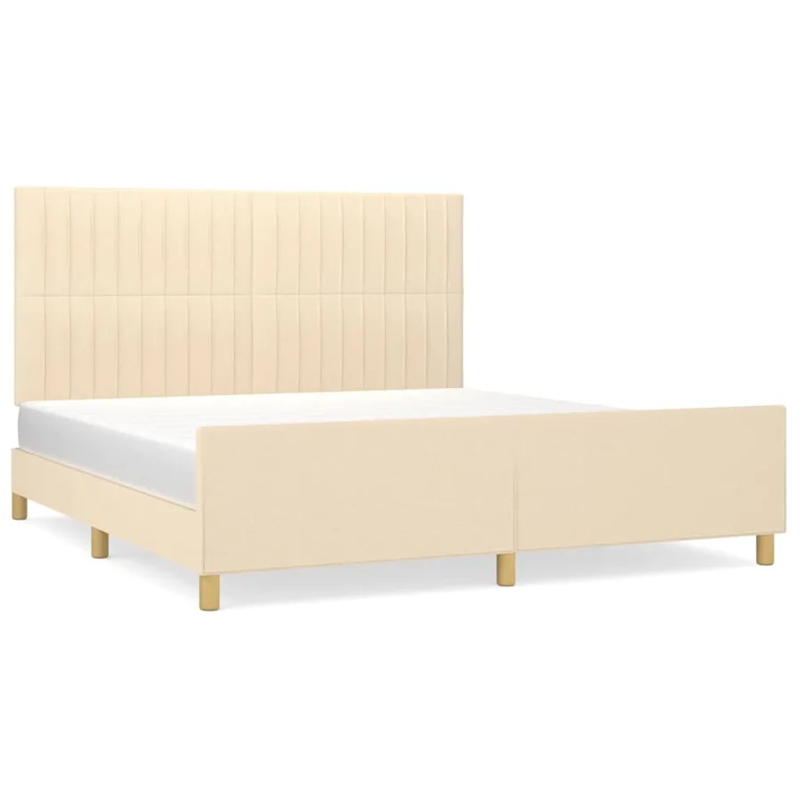 Cadre de lit sans matelas crème 180x200 cm tissu - 2