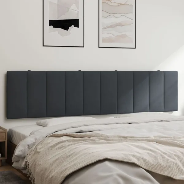 Coussin de tête de lit Hanko gris foncé 193 cm velours
