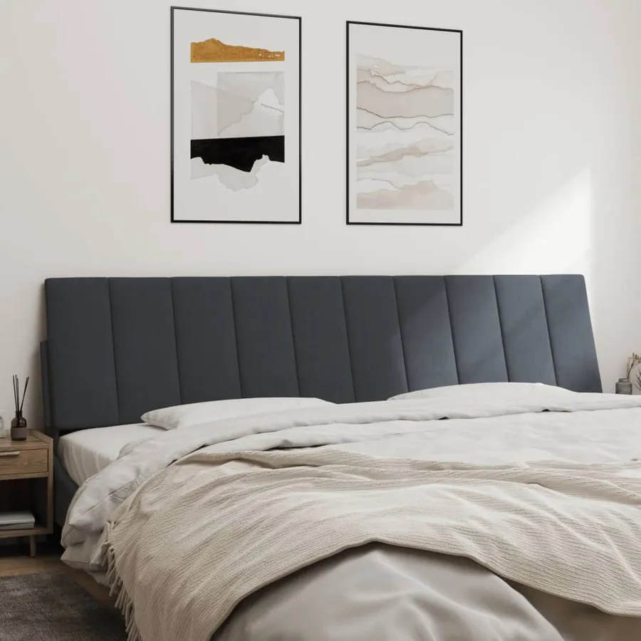 Coussin de tête de lit Hanko gris foncé 193 cm velours - 3