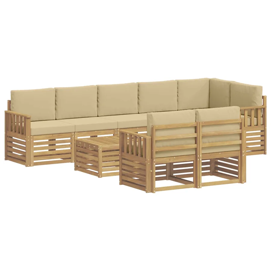 Ensemble de canapés d'extérieur 8 pcs Blanc et Beige - 2