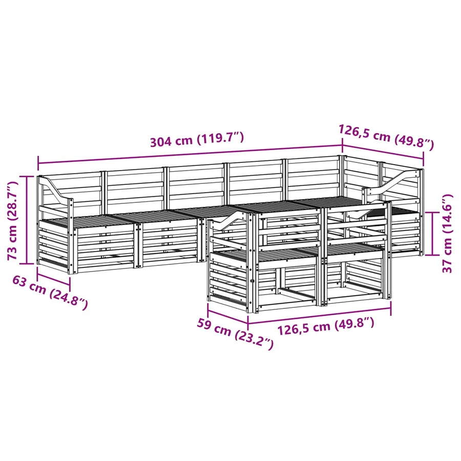 Ensemble de canapés d'extérieur 8 pcs Blanc 304 x 126,5 x 73 cm - 7