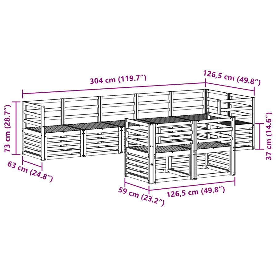 Ensemble de canapés d'extérieur 8 pcs Blanc 304 x 126,5 x 73 cm - 8