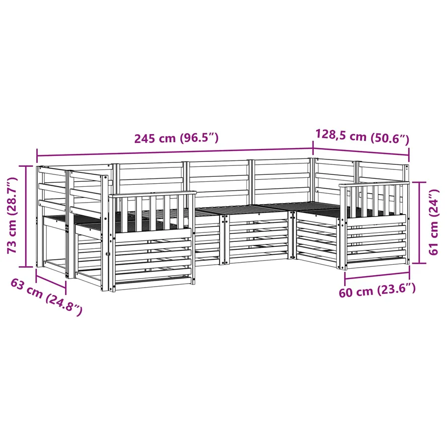 Ensemble de canapés d'extérieur 6 pcs Blanc 245 x 128,5 x 73 cm - 6