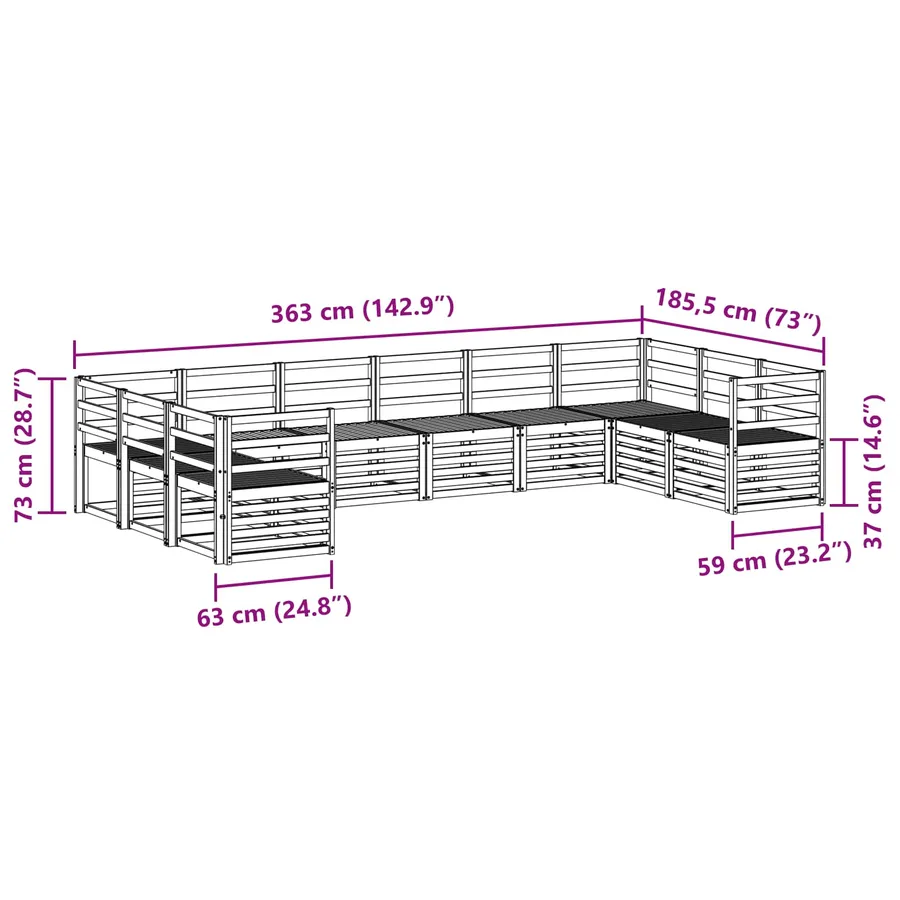 Ensemble de canapés d'extérieur 10 pcs Blanc - 7