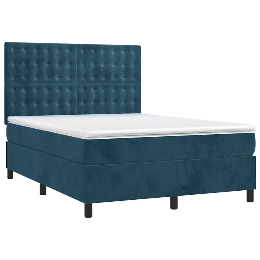 Sommier à lattes de lit et matelas Bleu foncé 140x190cm Velours - 3