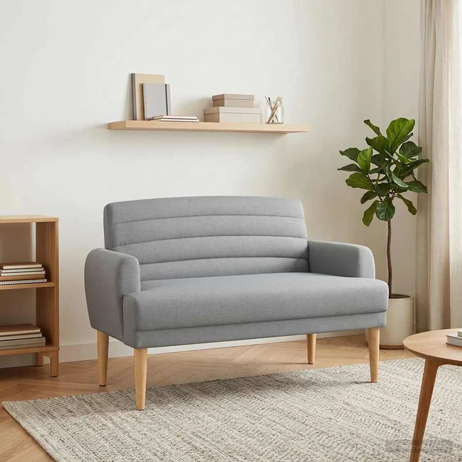 Canapé love seat avec capitonnage en boutons Gris clair Tissu