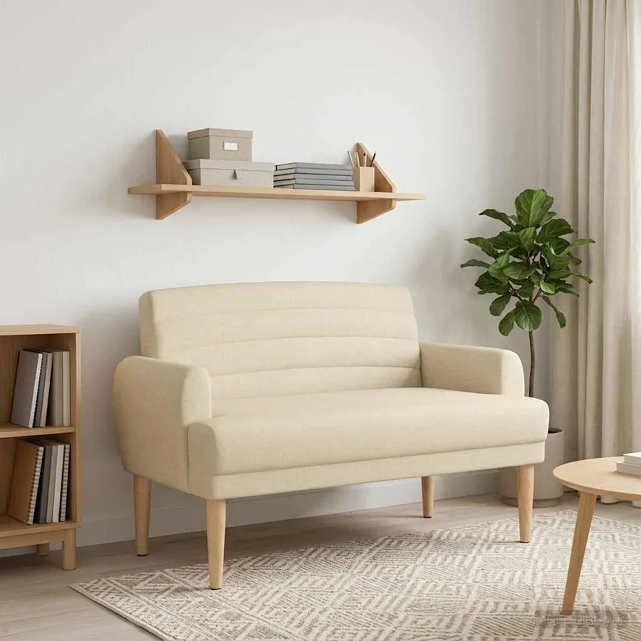 Canapé love seat avec capitonnage en boutons Crème Tissu