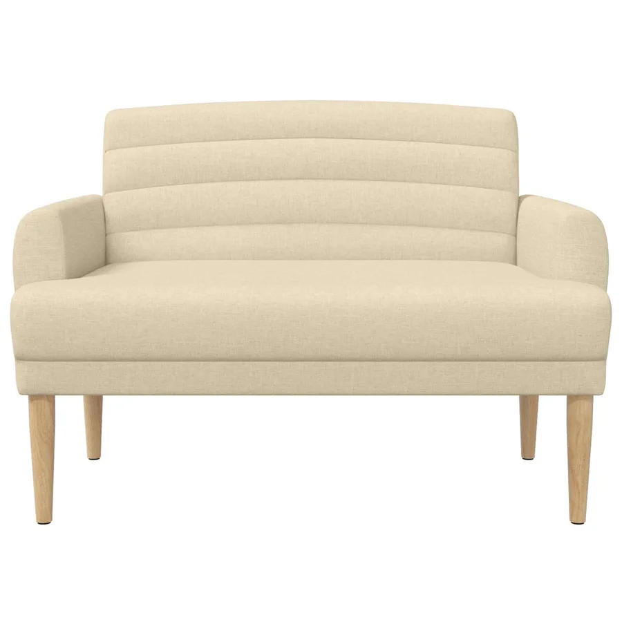 Canapé love seat avec capitonnage en boutons Crème Tissu - 3
