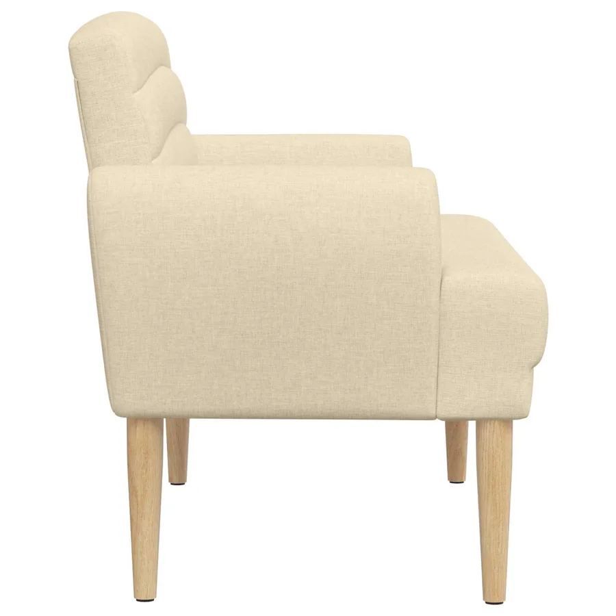Canapé love seat avec capitonnage en boutons Crème Tissu - 4