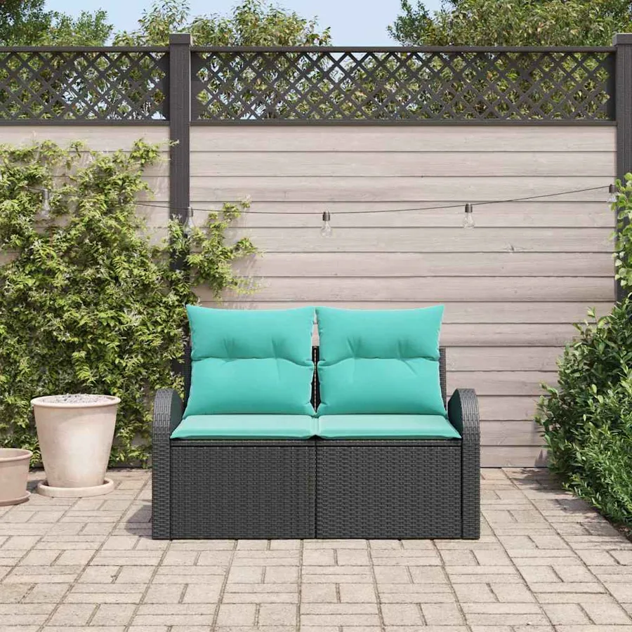 Canapé de jardin Noir 124 x 62 x 85cm polyrotin - 3