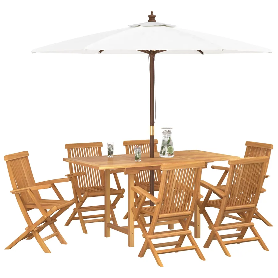 Ensemble de salle à manger pour jardin 7 pcs Marron - 2