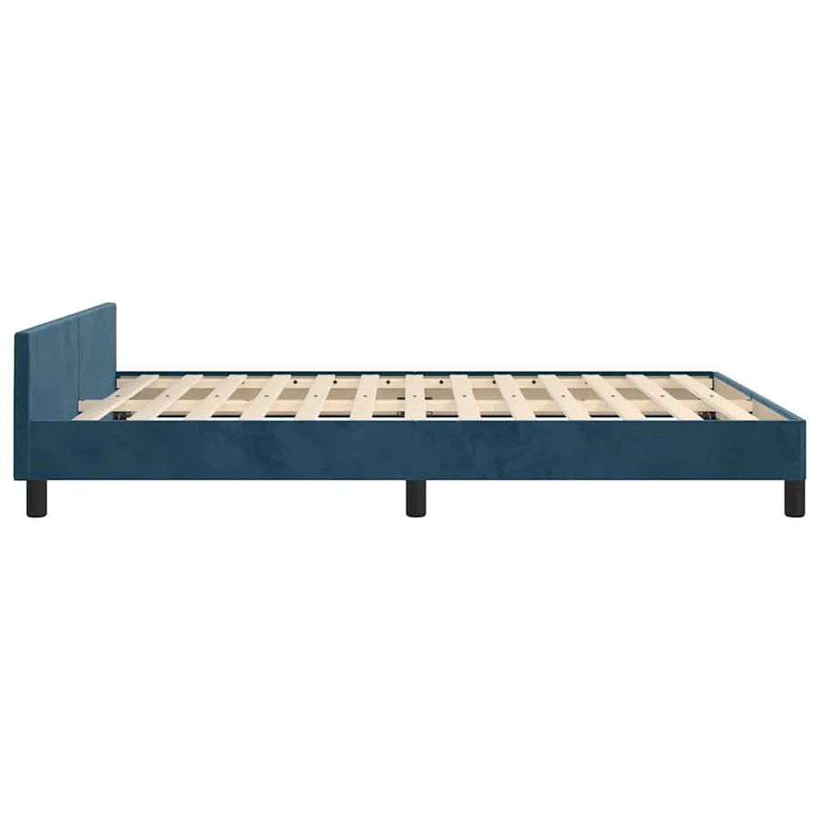 Cadre de lit sans matelas bleu foncé 140x190 cm velours - 7