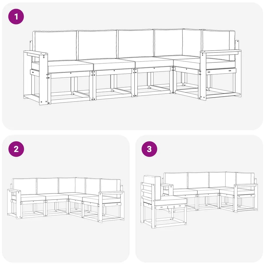 Ensemble de canapés d'extérieur 5 pcs Blanc et gris clair - 7
