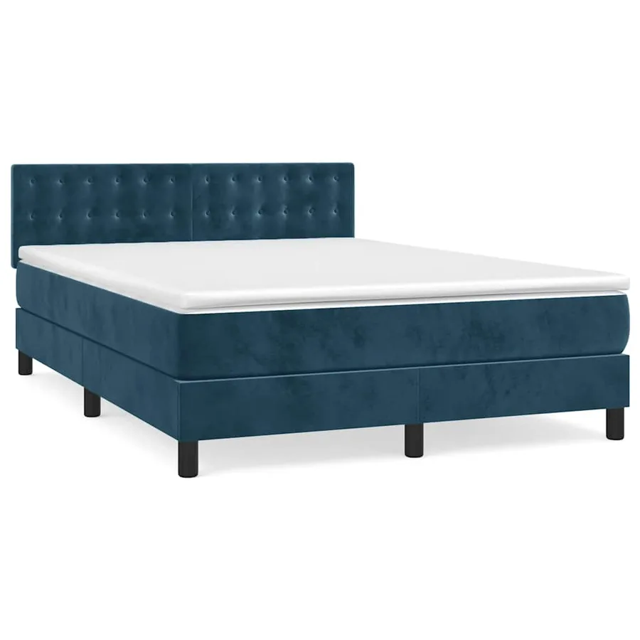 Sommier à lattes de lit et matelas Bleu foncé 140x190cm Velours - 2