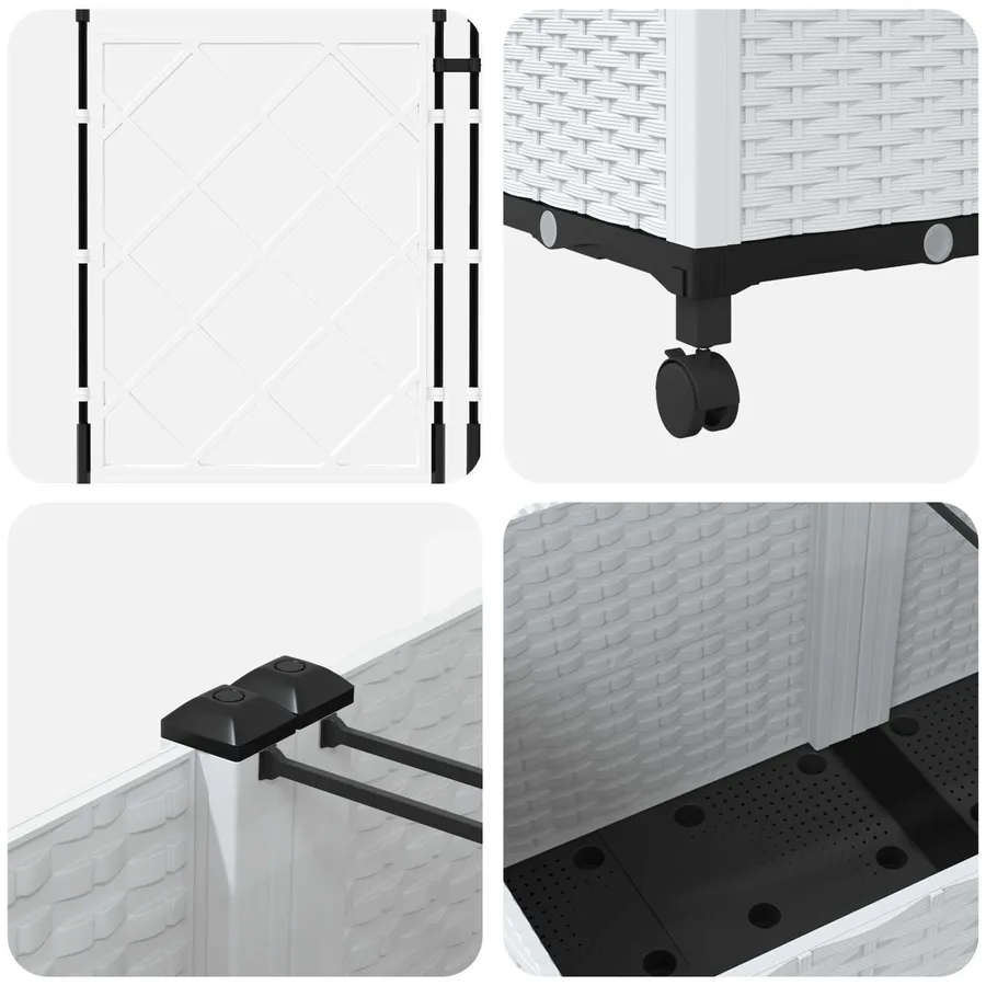 Bac de jardin avec treillis et roues 3 pc Blanc PP - 5