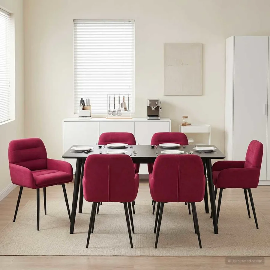 Chaises de salle à manger 6 pcs Velours Bordeaux
